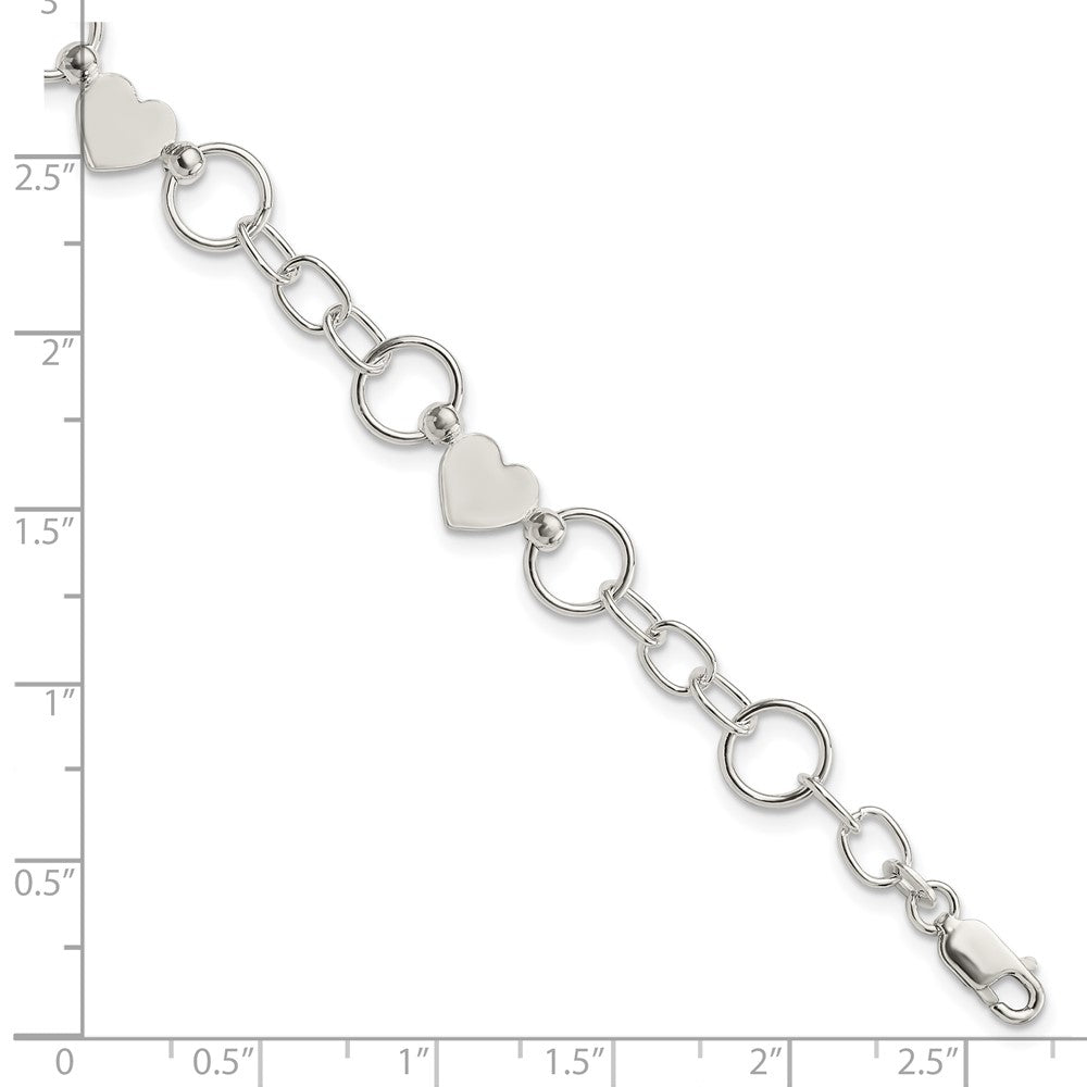 7.5 Zoll Sterlingsilber Herz Armband