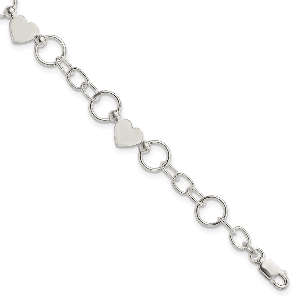 7.5 Zoll Sterlingsilber Herz Armband