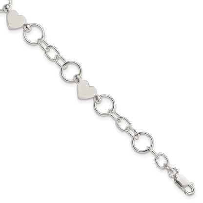 7.5 Zoll Sterlingsilber Herz Armband