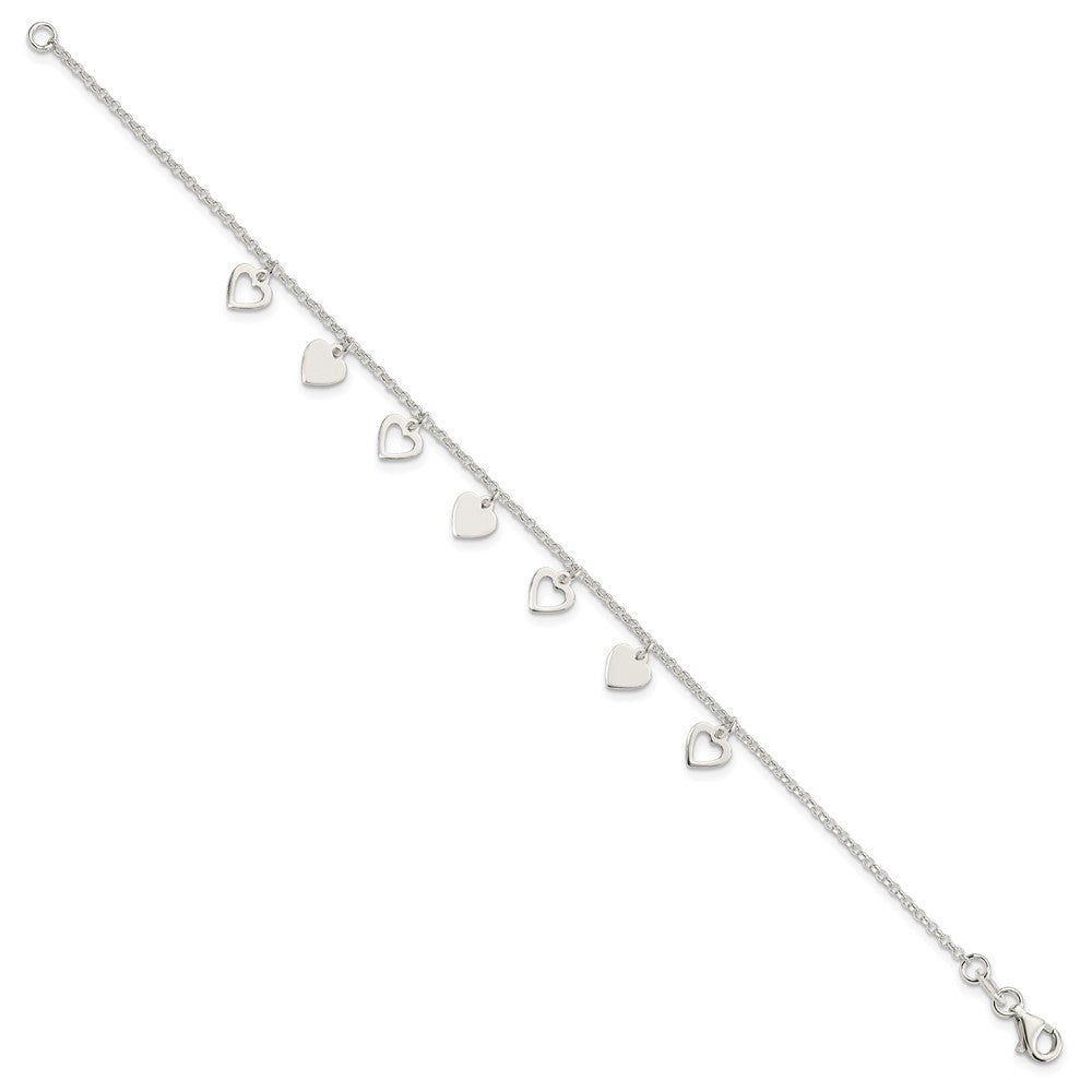 7.5 Zoll Sterlingsilber mit Herzen Armband