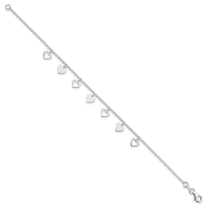 7.5 Zoll Sterlingsilber mit Herzen Armband