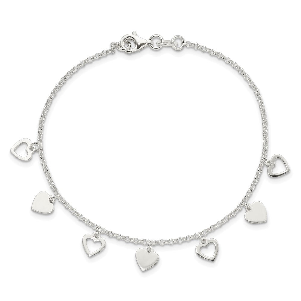 7.5 Zoll Sterlingsilber mit Herzen Armband