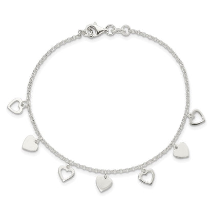 7.5 Zoll Sterlingsilber mit Herzen Armband