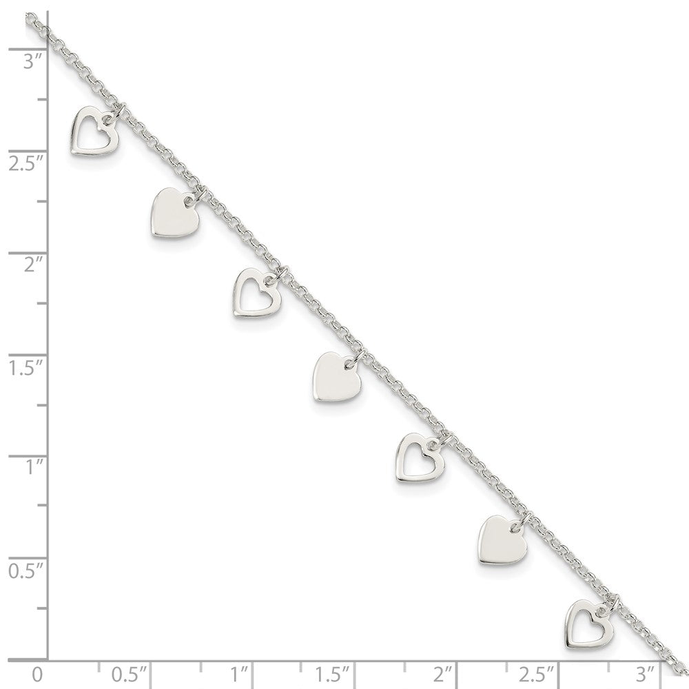 7.5 Zoll Sterlingsilber mit Herzen Armband