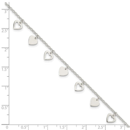 7.5 Zoll Sterlingsilber mit Herzen Armband