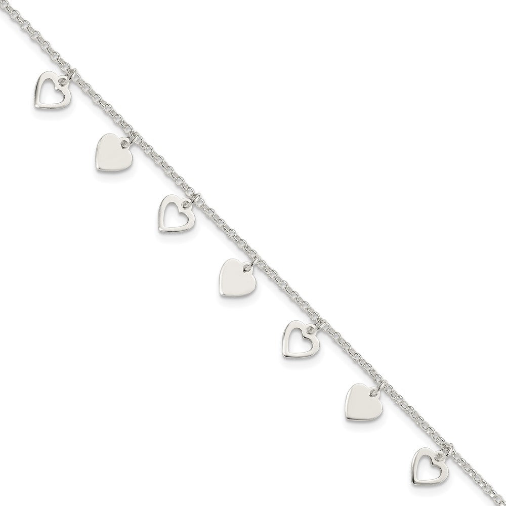 7.5 Zoll Sterlingsilber mit Herzen Armband
