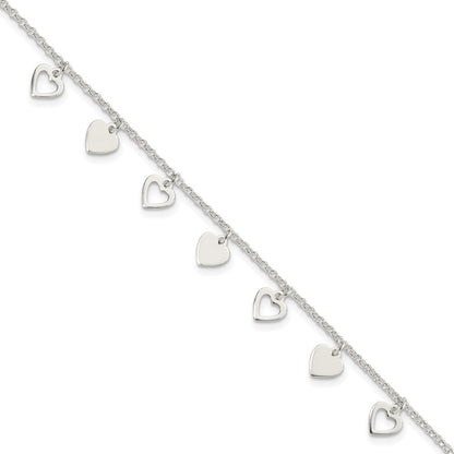 7.5 Zoll Sterlingsilber mit Herzen Armband