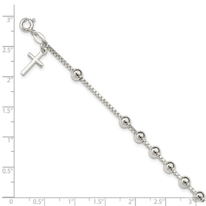 7.25 Zoll Sterlingsilber Kreuz auf Perle Armband
