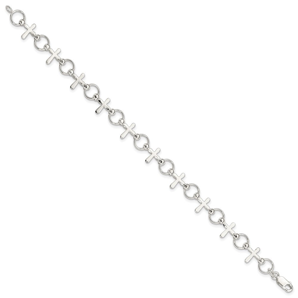 7.5 Zoll Sterlingsilber Kreuz Armband