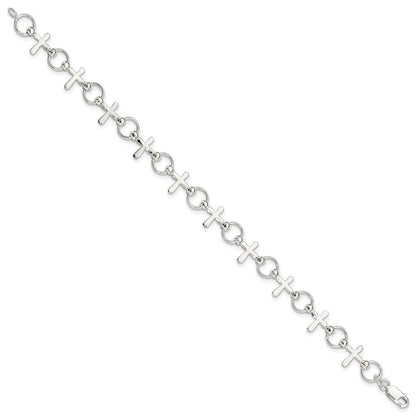 7.5 Zoll Sterlingsilber Kreuz Armband