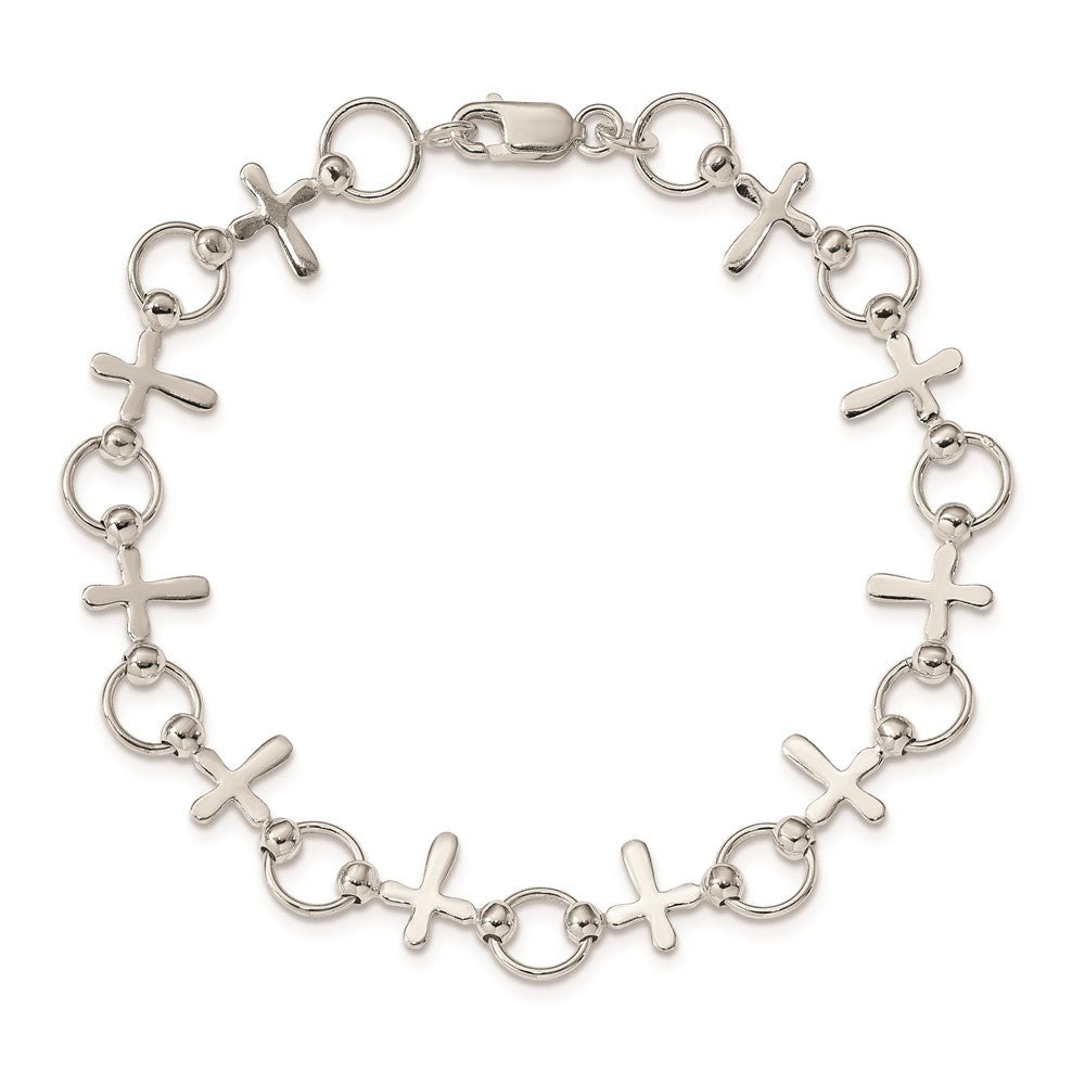 7.5 Zoll Sterlingsilber Kreuz Armband