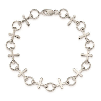 7.5 Zoll Sterlingsilber Kreuz Armband