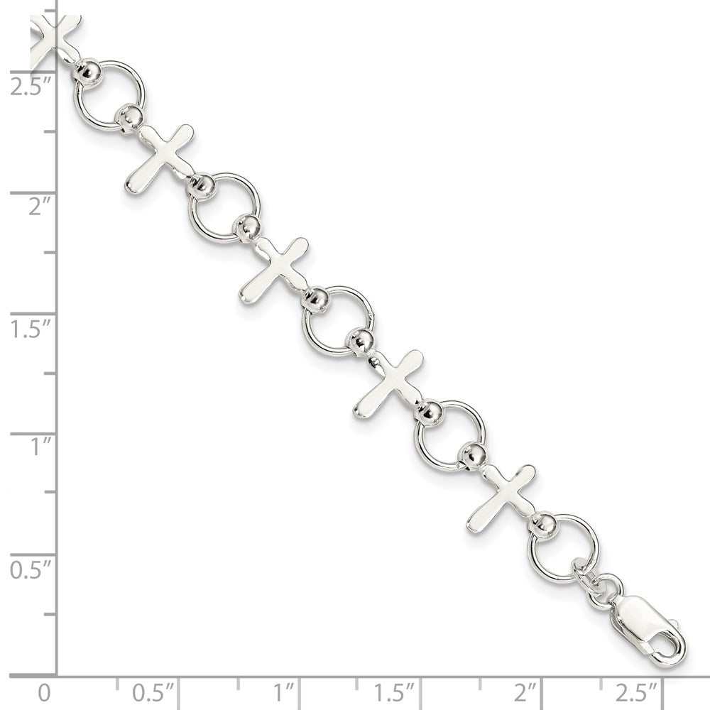 7.5 Zoll Sterlingsilber Kreuz Armband