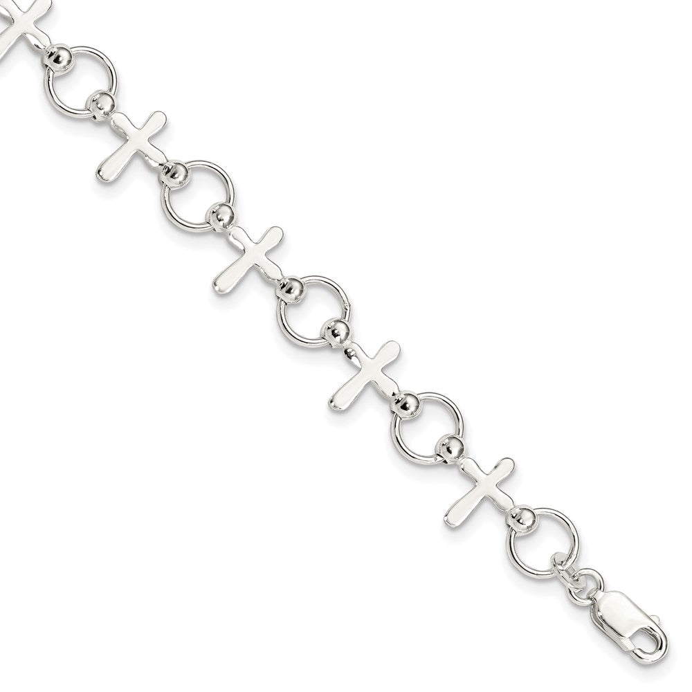 7.5 Zoll Sterlingsilber Kreuz Armband