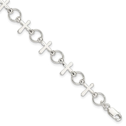 7.5 Zoll Sterlingsilber Kreuz Armband