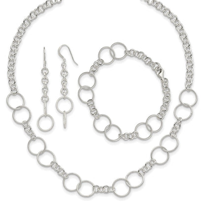 18 Zoll Sterlingsilber Halskette, Armband und Ohrring Set