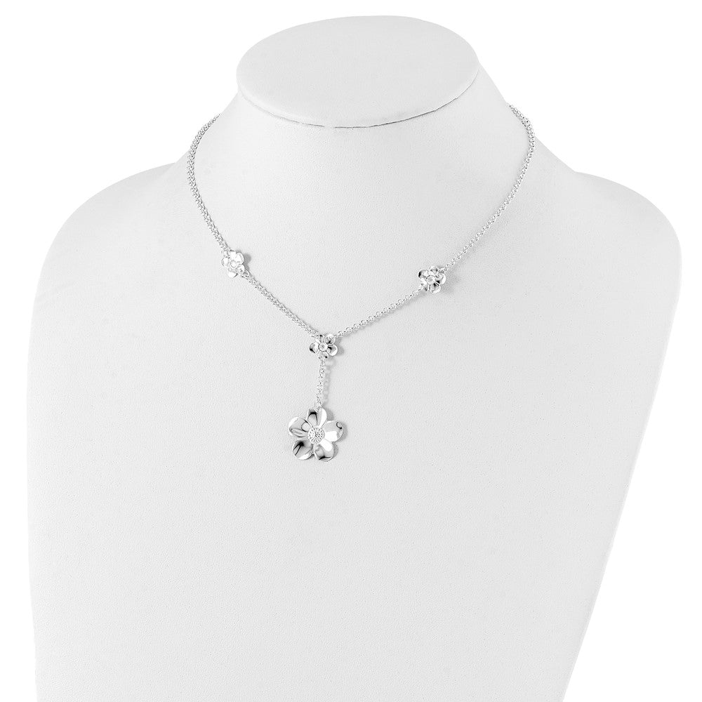Sterlingsilber Blumen Halskette und Ohrring Set