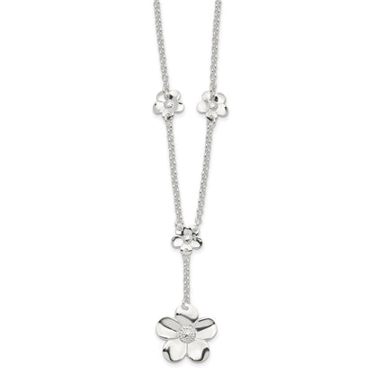 Sterlingsilber Blumen Halskette und Ohrring Set