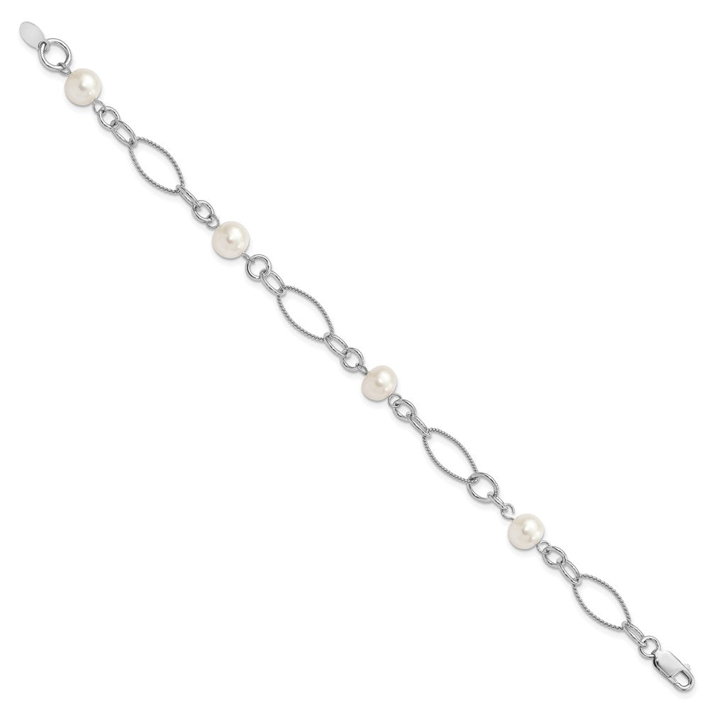 7.75 Zoll Sterlingsilber Rhodium Süßwasser Zuchtperle Armband