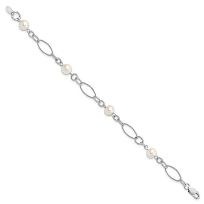 7.75 Zoll Sterlingsilber Rhodium Süßwasser Zuchtperle Armband