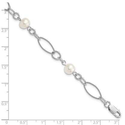 7.75 Zoll Sterlingsilber Rhodium Süßwasser Zuchtperle Armband