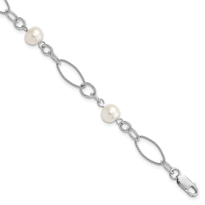 7.75 Zoll Sterlingsilber Rhodium Süßwasser Zuchtperle Armband