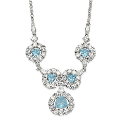 Sterlingsilber Blau & Klar Zirkonia Fantasie Halskette