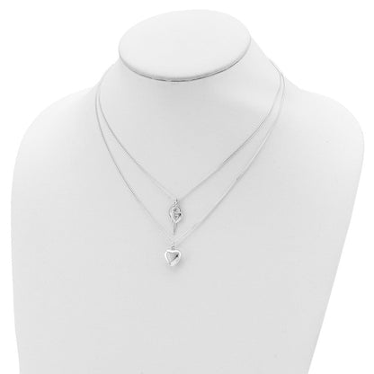Sterlingsilber 2-strand Herz und Key Halskette