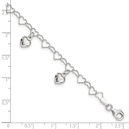 6 Zoll Sterlingsilber Poliert Dangling Herz Kinder Armband