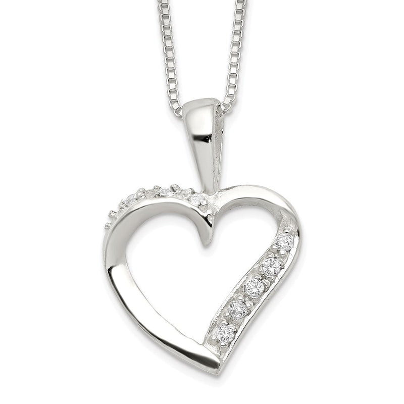 Sterlingsilber Zirkonia Herz Halskette