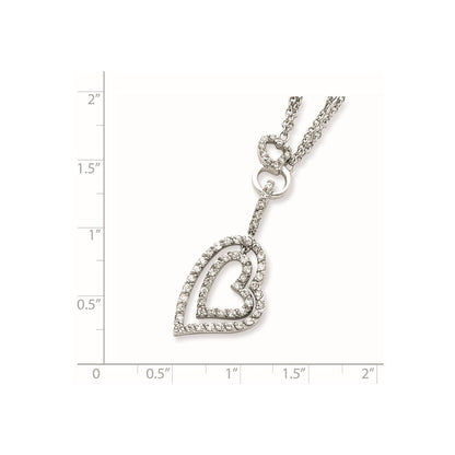 Sterlingsilber Doppelt Herz Zirkonia Halskette