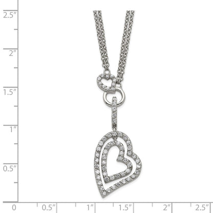 Sterlingsilber Doppelt Herz Zirkonia Halskette