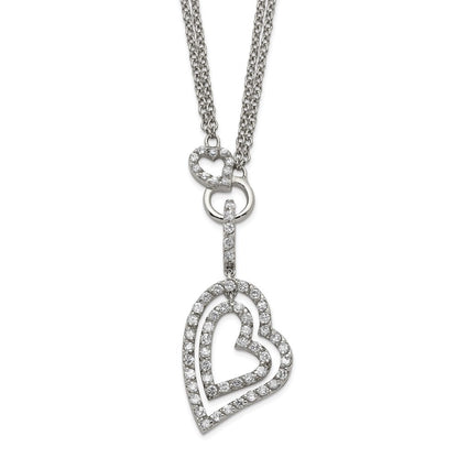 Sterlingsilber Doppelt Herz Zirkonia Halskette