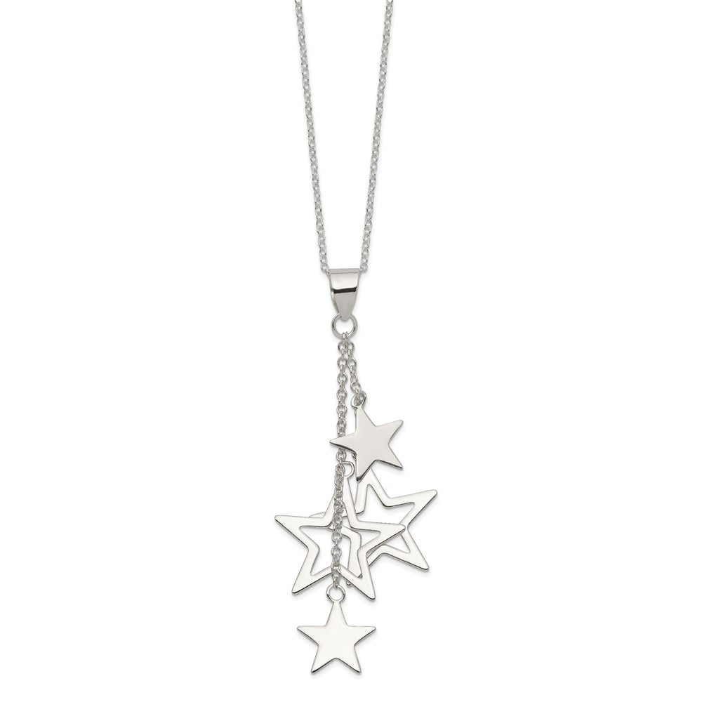 Sterlingsilber Rhodiniert Dangling Sterne Halskette