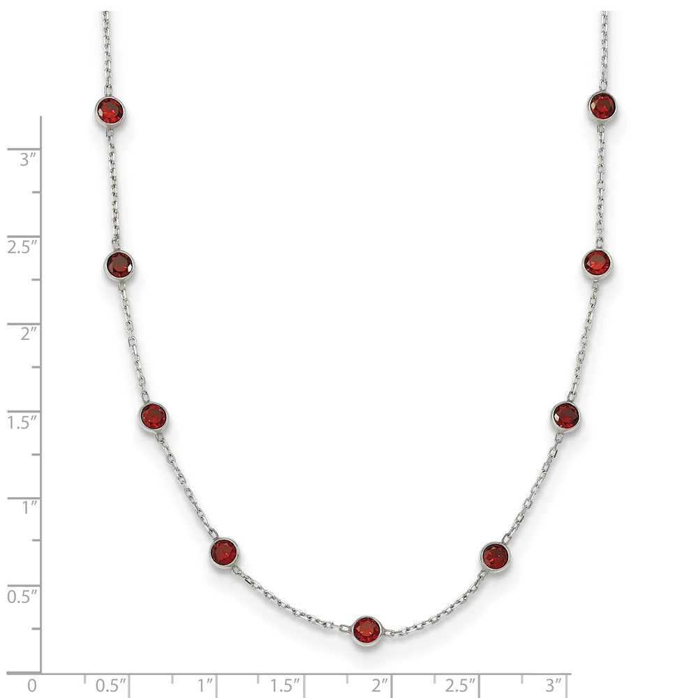 Sterlingsilber 9-station Rot Zirkonia Halskette