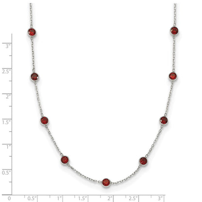 Sterlingsilber 9-station Rot Zirkonia Halskette