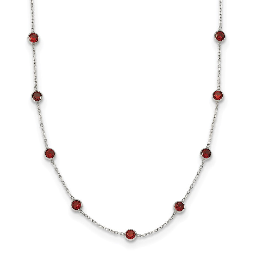 Sterlingsilber 9-station Rot Zirkonia Halskette
