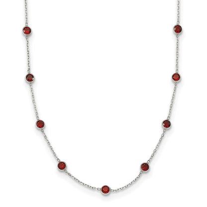 Sterlingsilber 9-station Rot Zirkonia Halskette