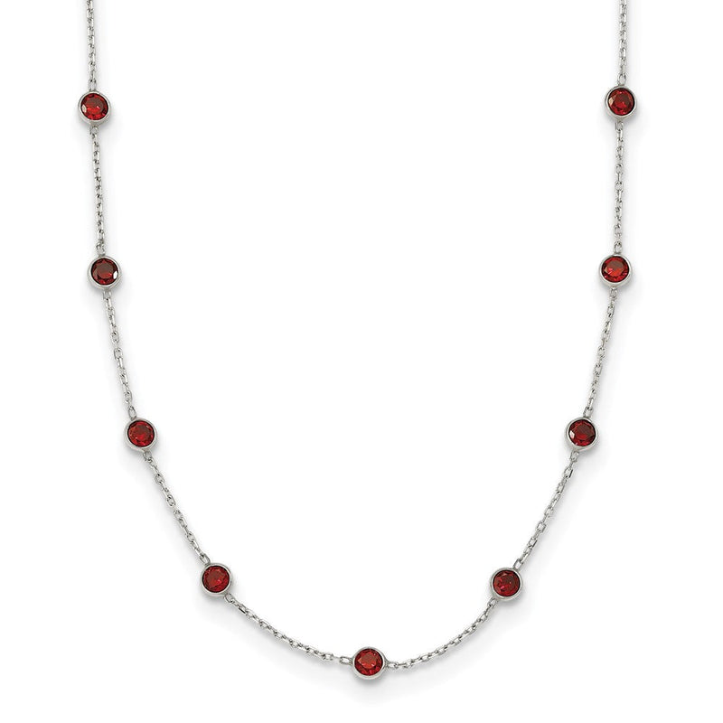 Sterlingsilber 9-station Rot Zirkonia Halskette