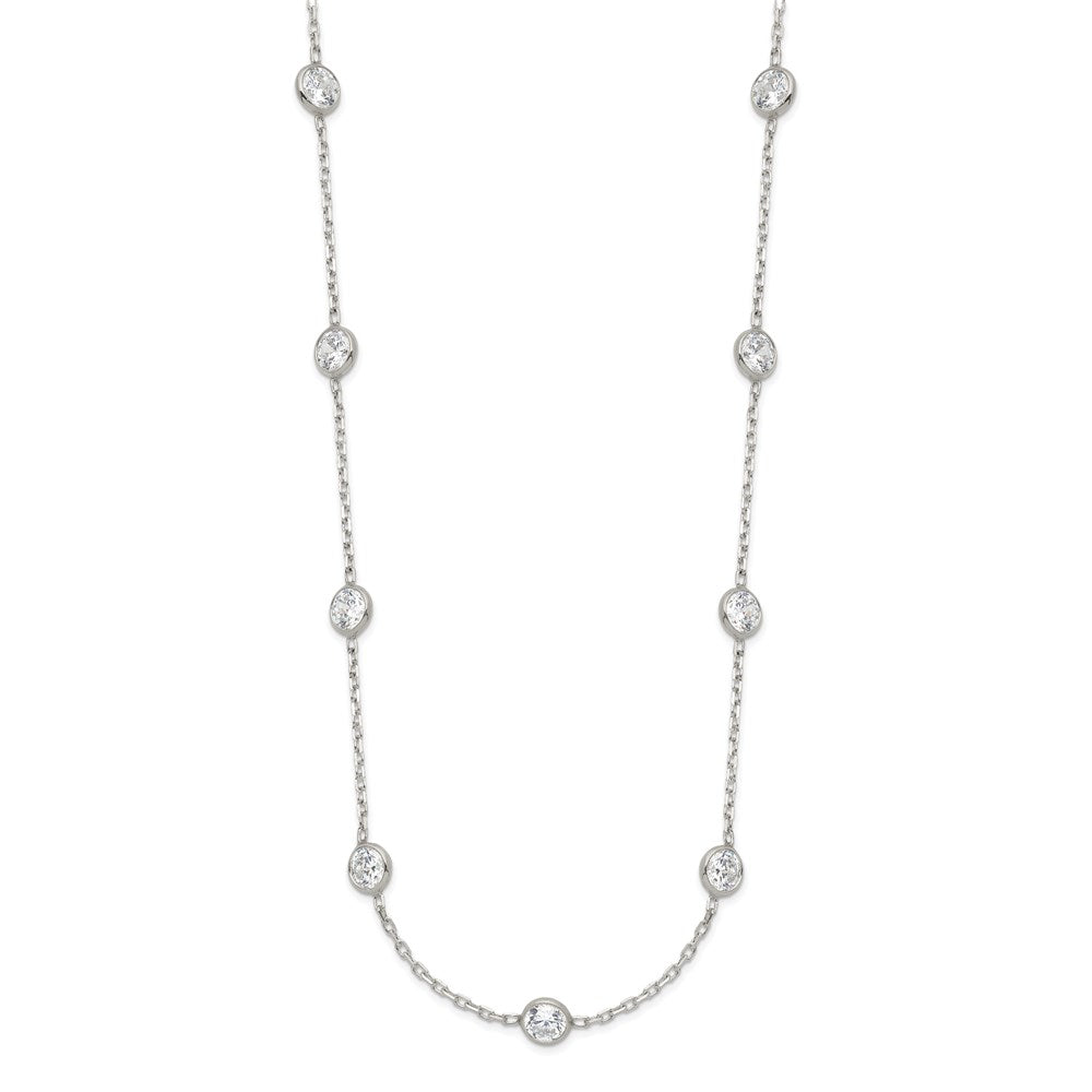 Sterlingsilber Klar 4mm 9-station Zirkonia mit 2 Zoll Verlängerung. Halskette