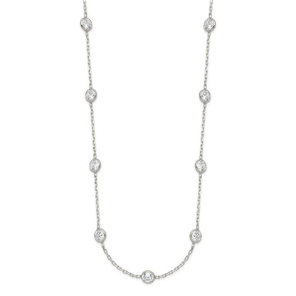 Sterlingsilber Klar 4mm 9-station Zirkonia mit 2 Zoll Verlängerung. Halskette