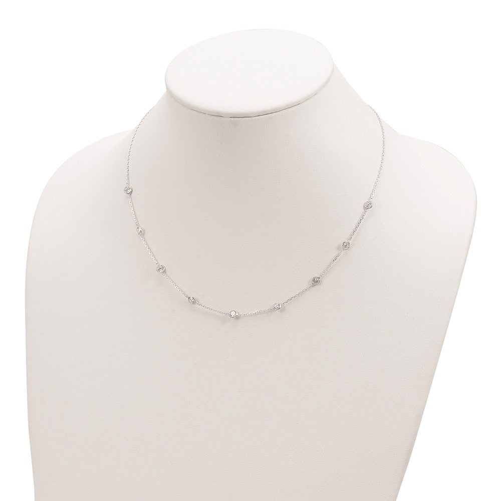 Sterlingsilber Klar 4mm 9-station Zirkonia mit 2 Zoll Verlängerung. Halskette