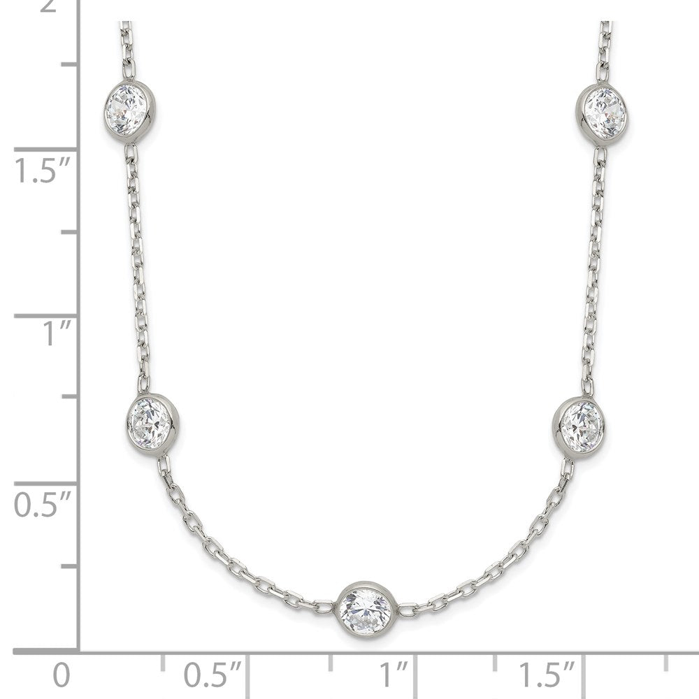 Sterlingsilber Klar 4mm 9-station Zirkonia mit 2 Zoll Verlängerung. Halskette