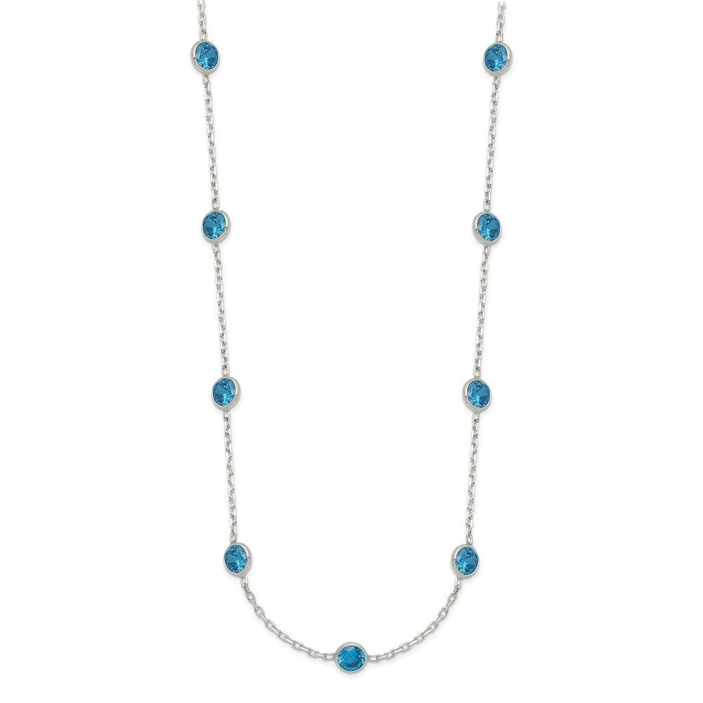 Sterlingsilber 9-station Blau Zirkonia Halskette