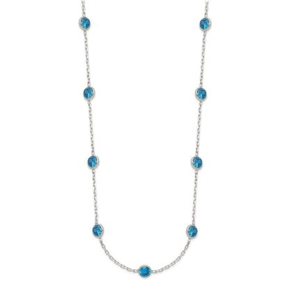 Sterlingsilber 9-station Blau Zirkonia Halskette