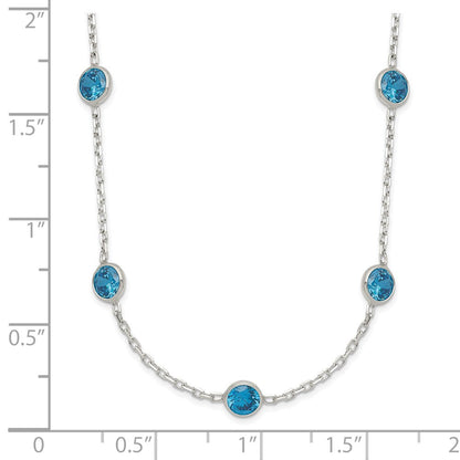 Sterlingsilber 9-station Blau Zirkonia Halskette