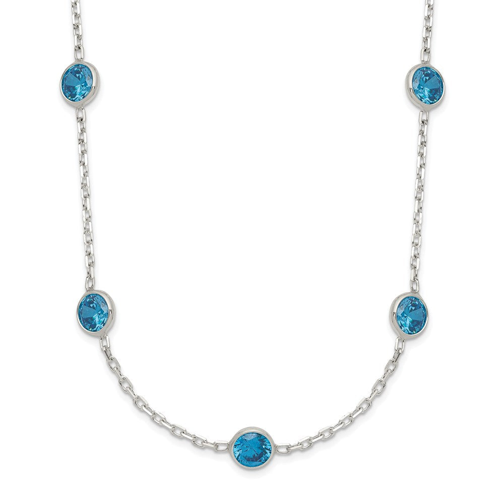 Sterlingsilber 9-station Blau Zirkonia Halskette