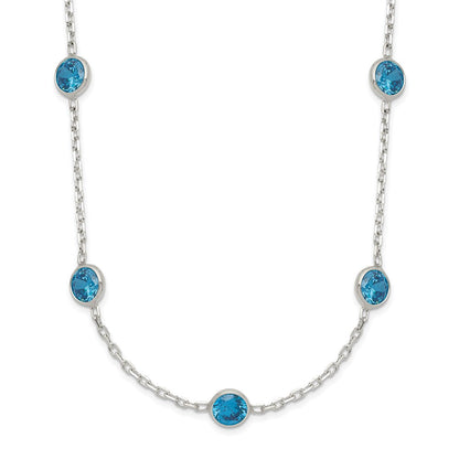Sterlingsilber 9-station Blau Zirkonia Halskette