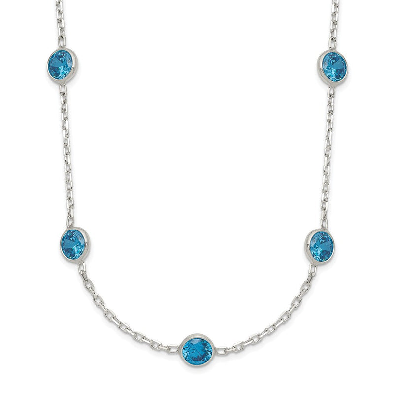 Sterlingsilber 9-station Blau Zirkonia Halskette
