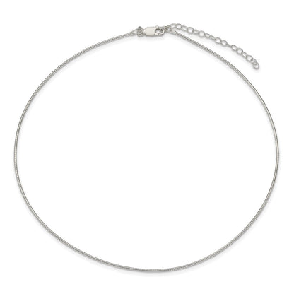 16 Zoll Sterlingsilber 1.35mm mit 2 Zoll Verlängerung Neckwire Halskette